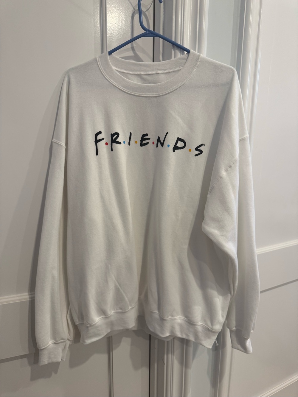 Love Tribe White 'FRIENDS' Graphic Sweatshirt with Multicolor Dots